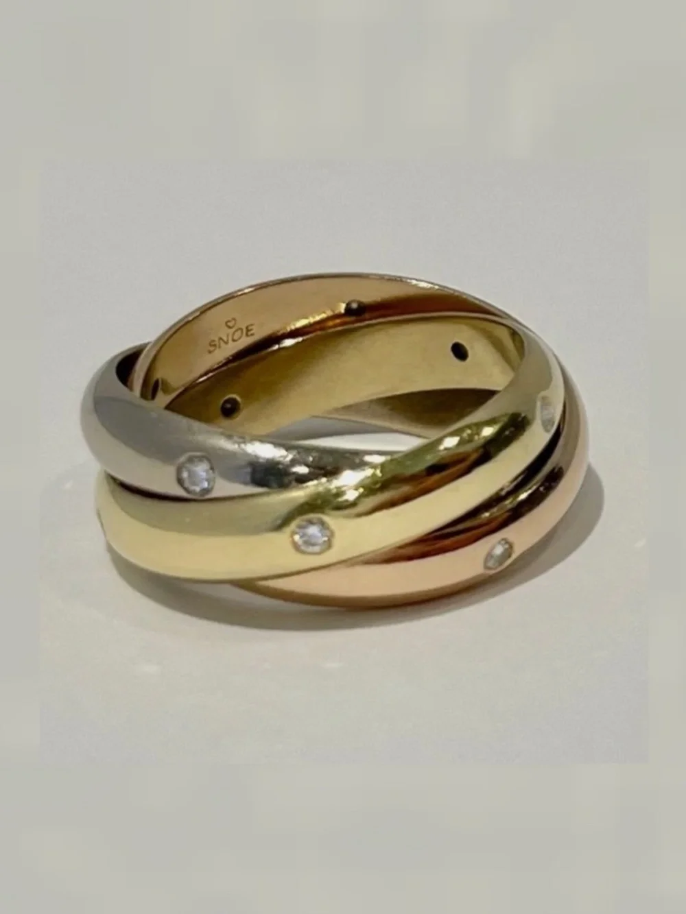 CARTIER Vintage 10.9 Grams DIAMOND 18K TRINITY ROLLING 3.8mm Band Ring Size 51